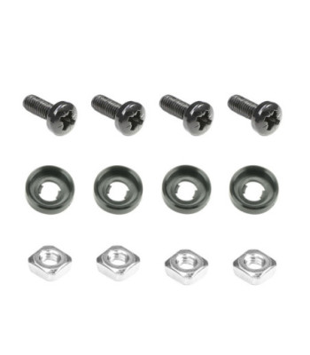 4 x Cross-Head Screw M6 x 16 black with Square Nut M6 and recessed Washer in Bag