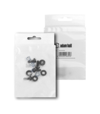 4 x Cross-Head Screw M6 x 16 black with Square Nut M6 and recessed Washer in Bag