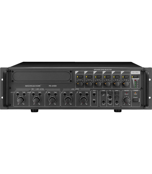 100V zoneforstærker 480Wrms - PA-6480 MONACOR