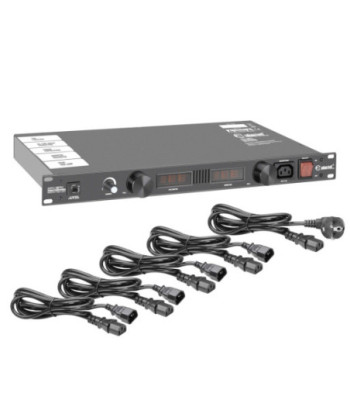 Power Conditioner with voltmeter and ammeter and rack lighting