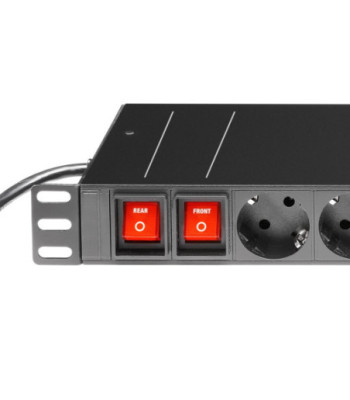19" Power Strip 1U 16-way with 2 switches