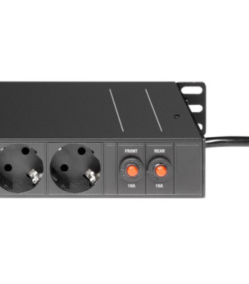 19" Power Strip 1U 16-way with 2 switches