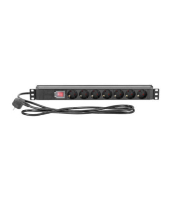 19" Power Strip 1U 7-way with switch & protection cap