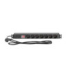 19" Power Strip 1U 7-way with switch & protection cap