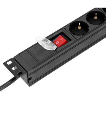 19" Power Strip 1U 7-way with switch & protection cap