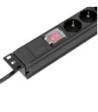 19" Power Strip 1U 7-way with switch & protection cap