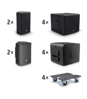 LD Systems 2 x 15" powered PA Speaker + 4 x 18" powered Subwoofer