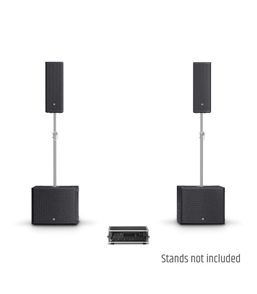 LD Systems 2 x double 8" passive PA Speaker + 2 x 18" passive Subwoofer + Amping Rack