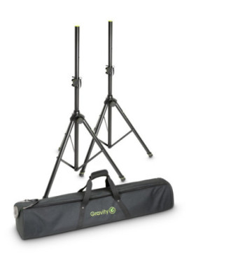 Gravity Set of 2 Aluminium Speaker Stands with Carrying Bag