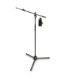 Gravity Microphone Stand with Folding Tripod Base and 2-Point Adjustment Telescoping Boom