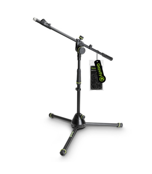 Gravity Short Microphone Stand with Folding Tripod Base and 2-Point Adjustment Telescoping Boom