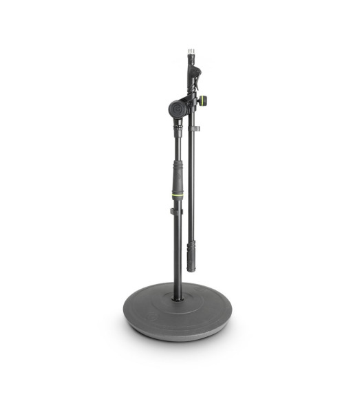 Gravity Short Microphone Stand with Round Base and 2-Point Adjustment Telescoping Boom