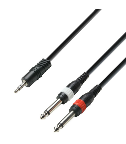 Y-Cable | Adam Hall® 2 Jack TS x Minijack | 3 m