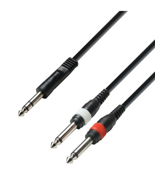 Y-Cable | Adam Hall® 2 Jack TS x Jack TRS | 1 m
