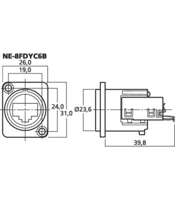 CAT6 bøsning IP65 - NE-8FDYC6B NEUTRIK