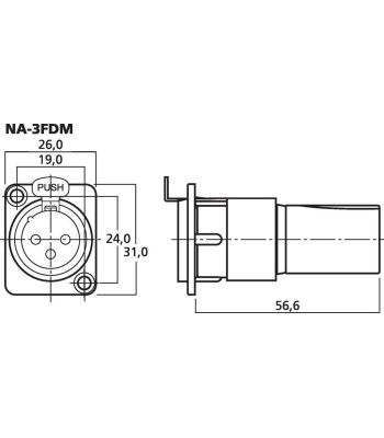 Neutrik XLR-adapter - NA-3FDM NEUTRIK