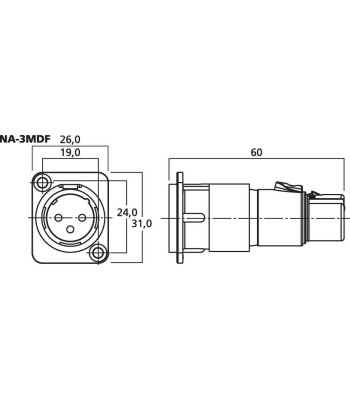 Neutrik XLR-adapter - NA-3MDF NEUTRIK