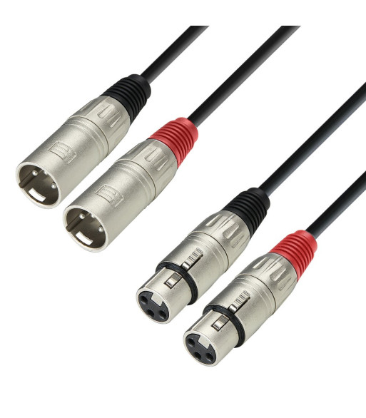 Twin Cable | Adam Hall® 2 XLR Female x 2 XLR Male | 1 m
