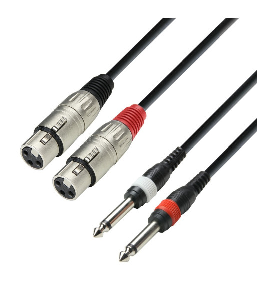 Twin Cable | Adam Hall® 2 XLR Female x 2 Jack TS | 1 m