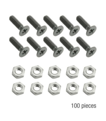 Bag of 100 Phillips-Head Screw M3 x 10 black with Nut for XLR Sockets