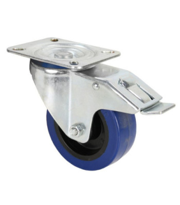 Swivel Castor 100 mm with blue Wheel and Brake