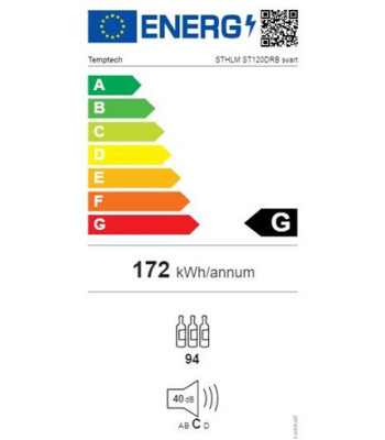 Temptech STHLM  ST120DRB - Fritstående vinkøleskab