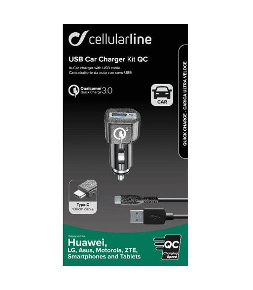 Cellularline USB Car Charger Kit QC