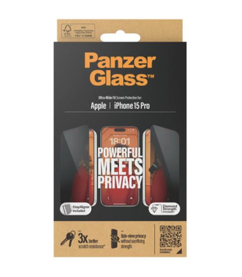 PanzerGlass Privacy Screen Protector iPhone 15 Pro - Ultra-W
