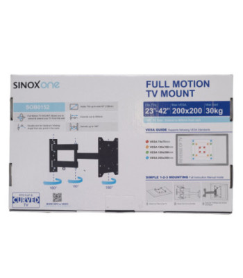 Sinox One TV vægbeslag. 23"-42". Sort
