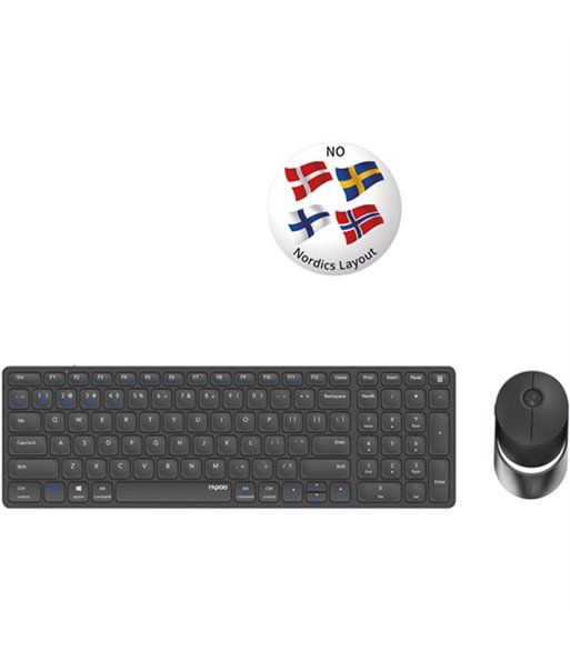 RAPOO Keyboard/Mice Set 9750M, mørkegrå - Tastatur og mus