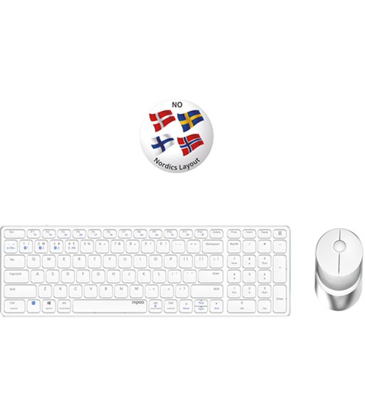 RAPOO Keyboard/Mice Set 9750M, hvid - Tastatur og mus