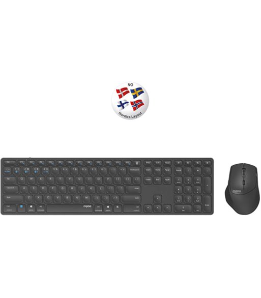 RAPOO Keyboard/Mice Set 9800M - Tastatur og mus