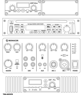 MONACOR Transportabel højtt. - TXA-822CD