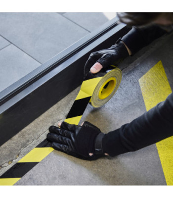 Defender Premium fabric adhesive tape with ERGO-Core - black/yellow - glossy - 50 mm x 50 m