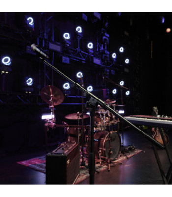 Gravity Touring Series microphone stand with tripod folding base and 2-point adjustment telescopic boom, black