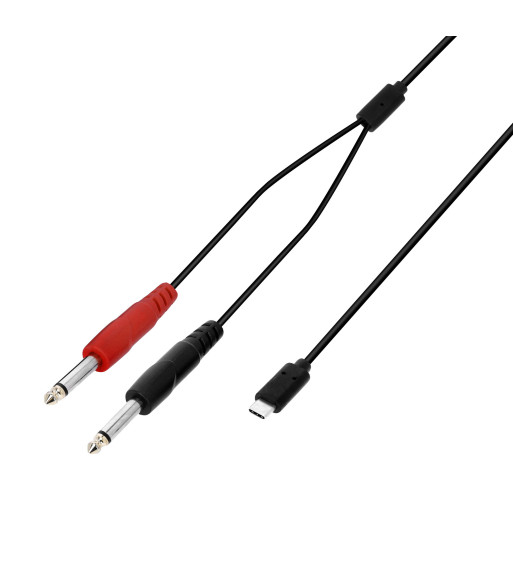 Adam Hall USB-C Y-cable - 2 x jack TS male x USB-C - 1.5 m
