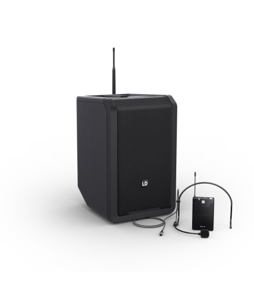LD Systems Portable battery-powered Bluetooth® PA loudspeaker with mixer and 1x headset microphone (incl. bodypack), Stage Blac