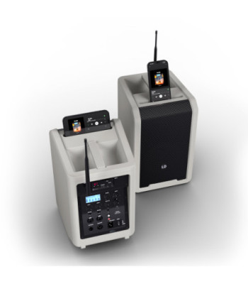 LD Systems Portable battery-powered Bluetooth® PA loudspeaker with mixer and 1x headset microphone (incl. bodypack), Urban Grey