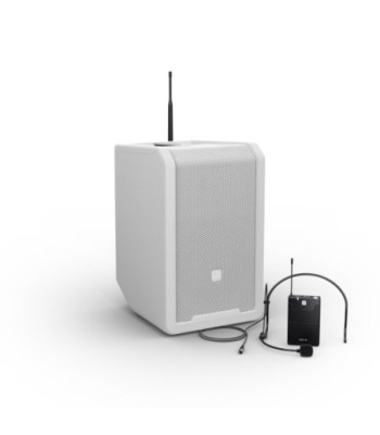 LD Systems Portable battery-powered Bluetooth® PA loudspeaker with mixer and 1x headset microphone (incl. bodypack), Pure White
