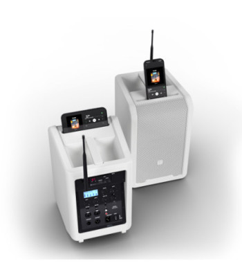 LD Systems Portable battery-powered Bluetooth® PA loudspeaker with mixer and 1x headset microphone (incl. bodypack), Pure White