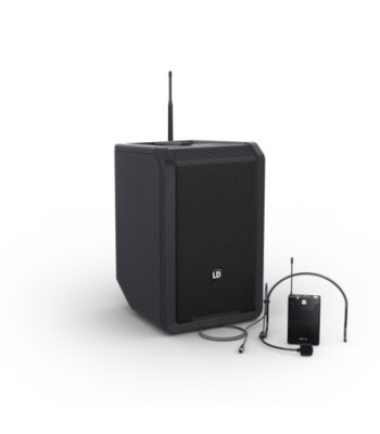 LD Systems Portable battery-powered Bluetooth® PA loudspeaker with mixer and 1x headset microphone (incl. bodypack), Stage Blac