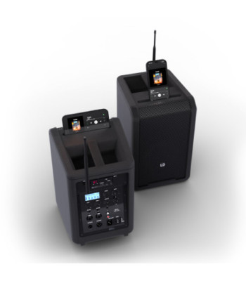 LD Systems Portable battery-powered Bluetooth® PA loudspeaker with mixer and 1x headset microphone (incl. bodypack), Stage Blac