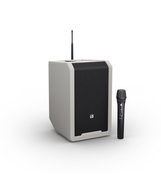 LD Systems Portable battery-powered Bluetooth® PA loudspeaker with mixer  and 1x wireless handheld microphone, Urban Grey