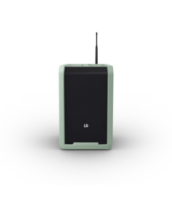 LD Systems Portable battery-powered Bluetooth® PA loudspeaker with mixer and 1x wireless handheld microphone,  Adventure Green
