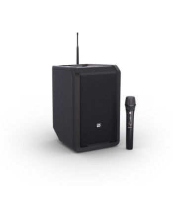 LD Systems Portable battery-powered Bluetooth® PA loudspeaker with mixer and 1x wireless handheld microphone, Stage Black