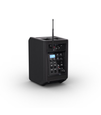 LD Systems Portable battery-powered Bluetooth® PA loudspeaker with mixer and 1x wireless handheld microphone, Stage Black