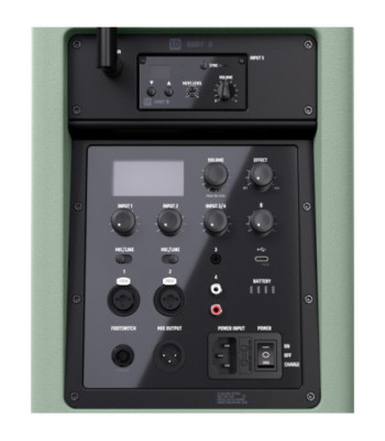 LD Systems Portable battery-powered Bluetooth® PA loudspeaker with mixer and 1x wireless handheld microphone,  Adventure Green