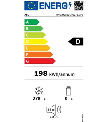 AEG OAG7M281DL - Fritstående fryseskab
