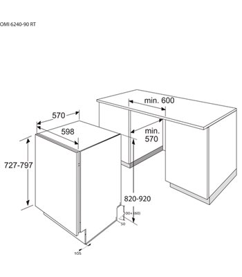 Gram OMI 6240-90 RT - Opvaskemaskine til integrering
