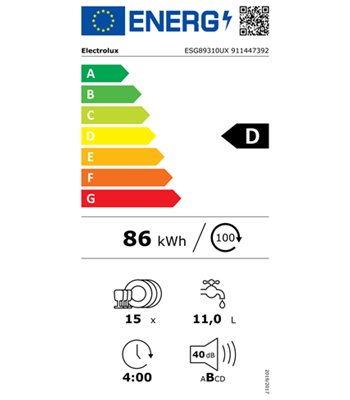 Electrolux ESG89310UX - Opvaskemaskine til indbygning